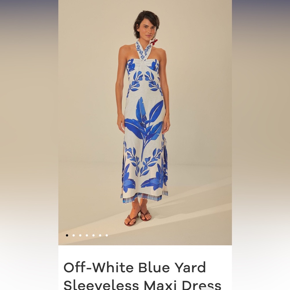 Farm Rio off white sleeveless maxi dress